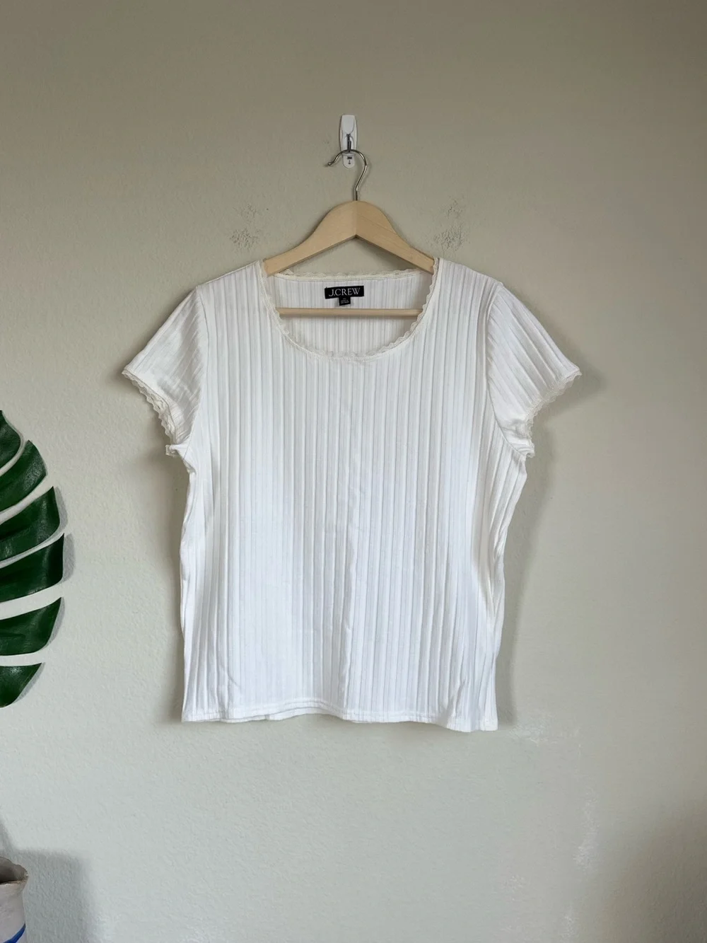 NWOT J.Crew Pointelle Short Sleeve Rib T Shirt